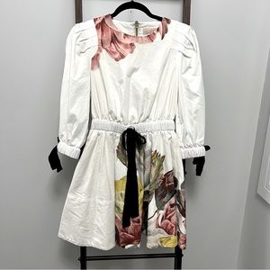 Ted Baker London Floral Skater Dress White Sz 1